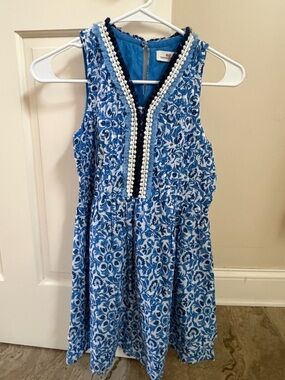 Vineyard Vines Girls Blue Floral Sleeveless Dress with Trim, Size M